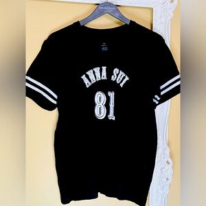 Anna Sui Black Graphic T-Shirt